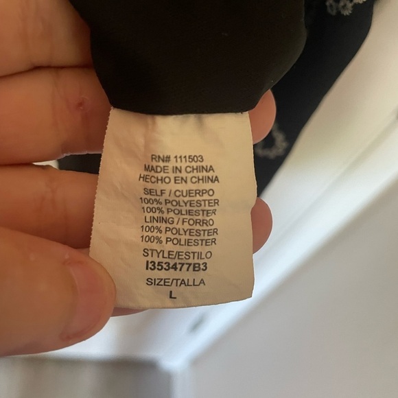 AS U Wish Size L black Embroidered Hem Pleated Front Lined Dress - Picture 6 of 11